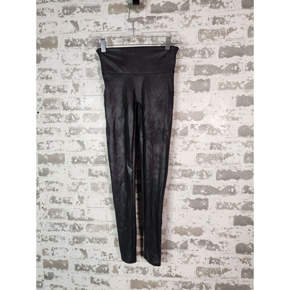 Spanx Black Faux Leather‎ Leggings Stretch Size S/P